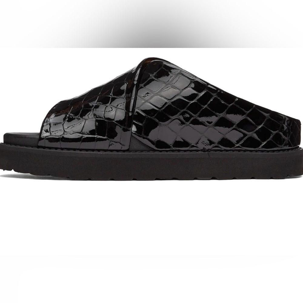 NEW GANNI Black Croc Crossover Platform Sandals - Picture 5 of 13